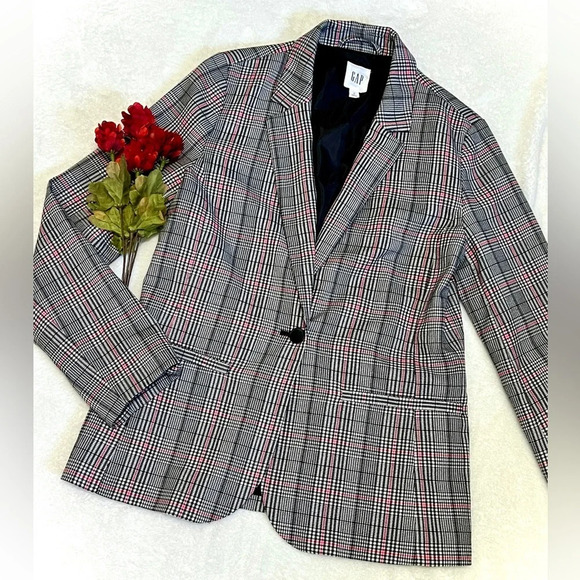 GAP Classic Checked Plaid Blazer - Size 4 - Picture 1 of 5